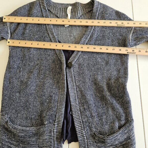 Lululemon Cardigan Women US 6 Marled Navy Knit Ribbed Vestigan Athleisure Cotton - Picture 4 of 16